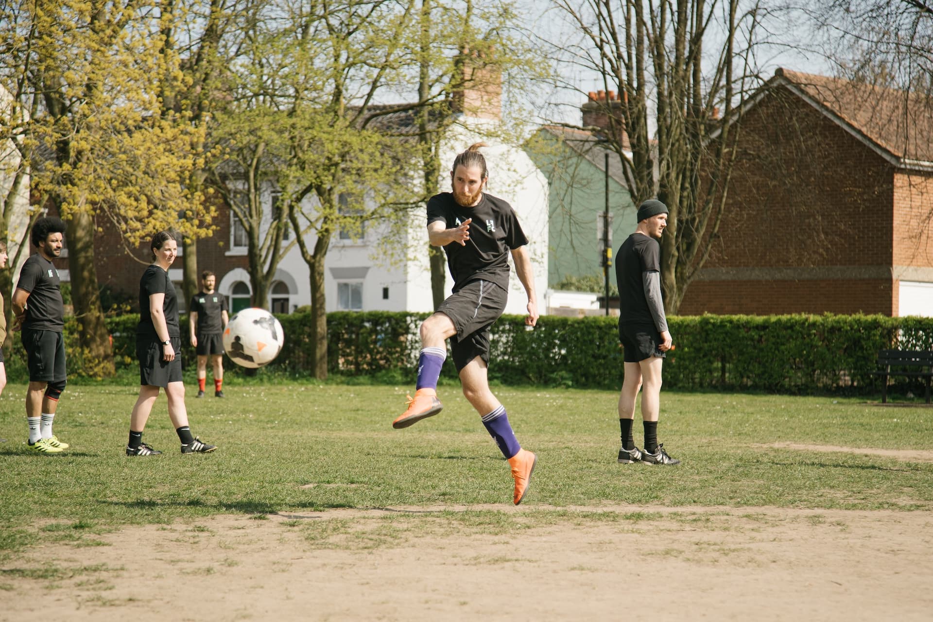A player striking the ball during Thursday training